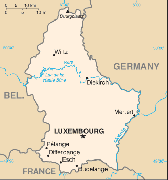 MAP OF LUXEMBOURG   מפת לוקסמבורג